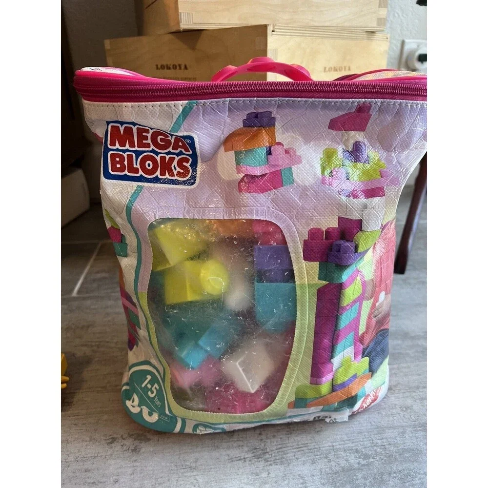 MEGA BLOKS Big Building Bag Toy Block Set 1-5 years 67 Blocks & Carrying Bag